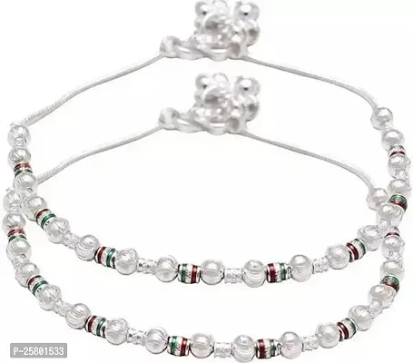 Stylish Silver Alloy Beads Anklet For Women-thumb0