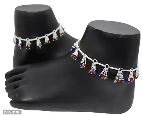 Stylish Silver Alloy Beads Anklet For Women-thumb0