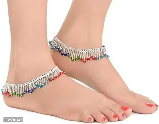 Stylish Silver Alloy Beads Anklet For Women-thumb0