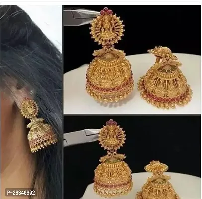 Beautiful Golden Alloy Jhumkas Earrings For Women