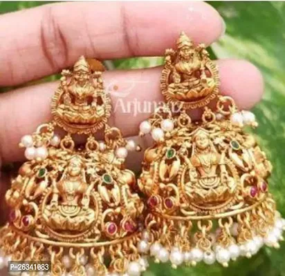 Beautiful Golden Alloy Jhumkas Earrings For Women-thumb0