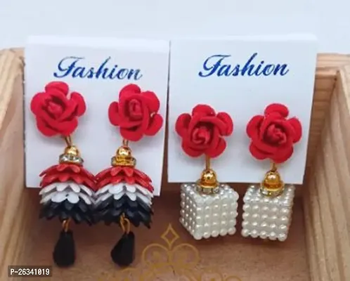 Beautiful Golden Alloy Drop Earrings Earrings For Women 2 Pairs