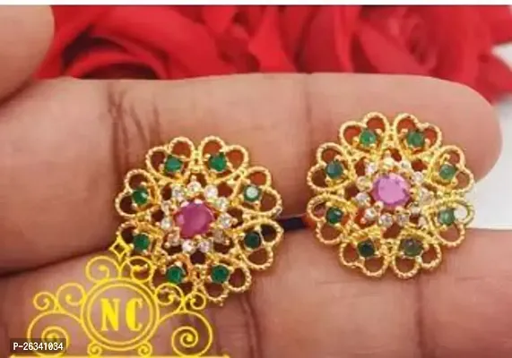 Beautiful Golden Alloy Studs Earrings For Women