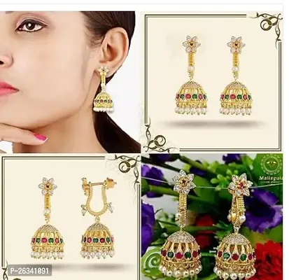 Beautiful Golden Alloy Jhumkas Earrings For Women-thumb0
