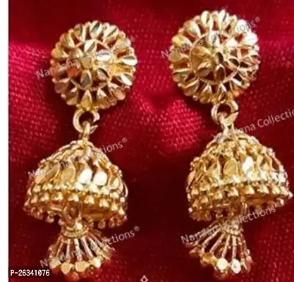 Beautiful Golden Alloy Jhumkas Earrings For Women-thumb0