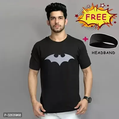 Stylish Black Polyester Printed Round Neck Tees For Men-thumb0