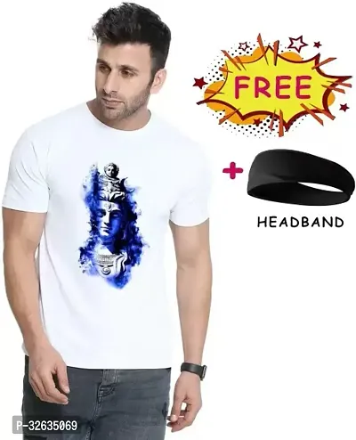 Stylish White Polyester Printed Round Neck Tees For Men-thumb0