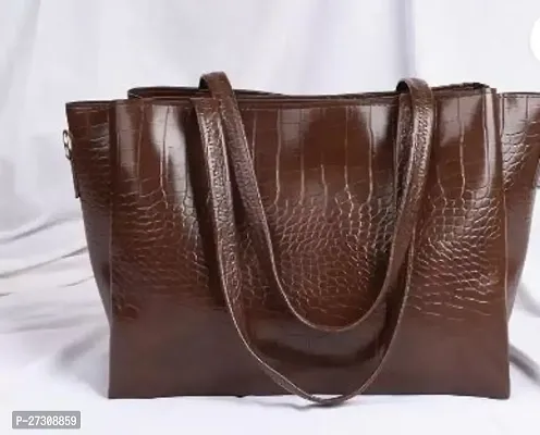 Stylish Brown PU Solid Handbags For Women-thumb0