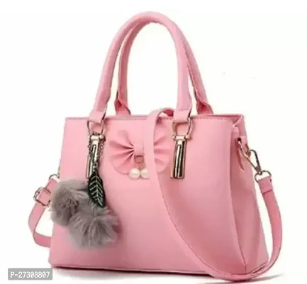 Stylish Pink PU Solid Handbags For Women