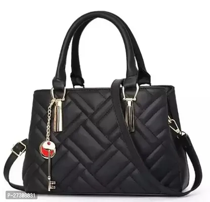 Stylish Black PU Textured Handbags For Women