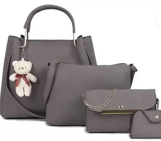 Combos Of 4 Gorgeous PU Handbags With Teddy For Women