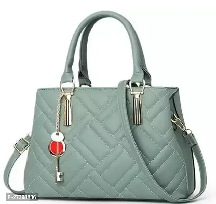 Stylish Green PU Textured Handbags For Women-thumb0