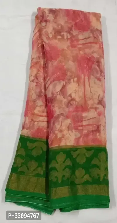 Beautiful Chiffon Printed Women Saree with Running Blouse-thumb0