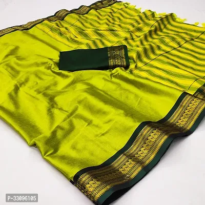 Stylish Green Cotton Silk Saree with Blouse piece For Women-thumb0