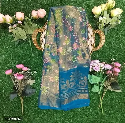 Beautiful Brasso Printed Women Saree with Running Blouse-thumb0