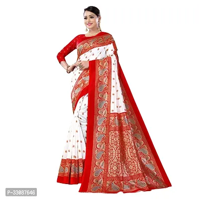 Stylish Red Art Silk Printed Saree with Blouse piece For Women