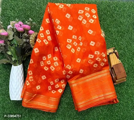 Beautiful Cotton Blend Printed Women Saree with Running Blouse-thumb0