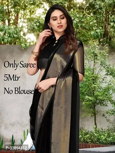 Beautiful Chiffon Self Pattern Women Saree with Without Blouse-thumb0