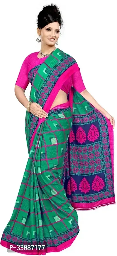 Stylish Multicoloured Georgette Printed Saree with Blouse piece For Women-thumb0