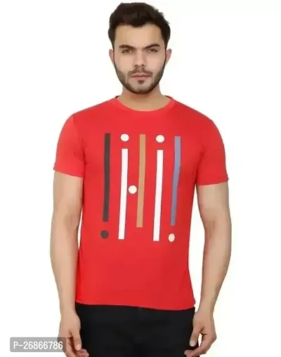 Stylish Red Printed Half Sleeve T-Shirt For Men