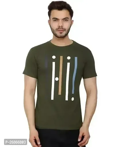 Stylish Olive Printed Half Sleeve T-Shirt For Men