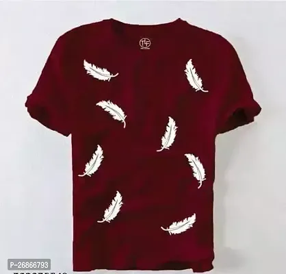 Stylish Maroon Printed Half Sleeve T-Shirt For Men-thumb0