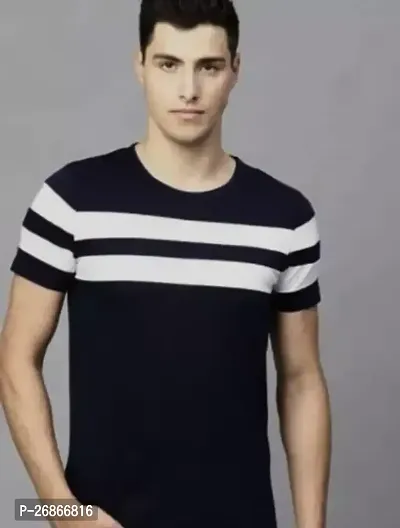 Stylish Black Striped Half Sleeve T-Shirt For Men