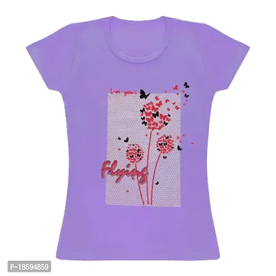 Venus Fashion|Girl's Pure Cotton|Round Neck|Half Sleeves|Soft  Comfortable|Regular Fit T Shirt (5-6 Years, Lavender)-thumb0