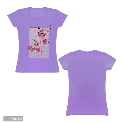 Venus Fashion|Girl's Pure Cotton|Round Neck|Half Sleeves|Soft  Comfortable|Regular Fit T Shirt (5-6 Years, Lavender)-thumb2