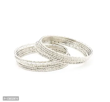 SAJH Silver Oxidised Bangles Set pack for 2.6-thumb0