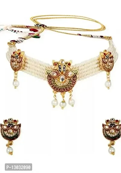 SAJH Gold Plated Multicolored Choker Necklace jewellery Set for women and girls