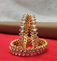 SAJH Gold Plated Kundan Bangles For women and girls-thumb1