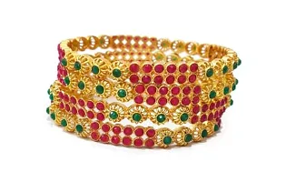 SAJH RED GREEN COLOURED GOLD PLATED BANGLES-thumb2