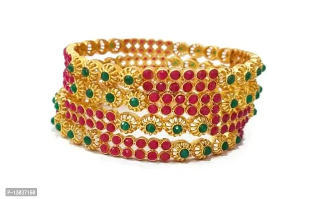 SAJH RED GREEN COLOURED GOLD PLATED BANGLES-thumb3