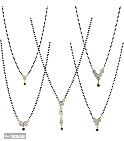 SAJH Five Zircon Short Mangalsutras Tanmaniya Necklace Pendant Gold Chain Short For women and girl