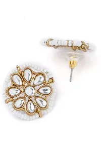 SAJH White Colours Kundan Earrings Set For Women and Girls-thumb1