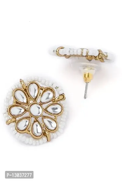 SAJH White Colours Kundan Earrings Set For Women and Girls-thumb2