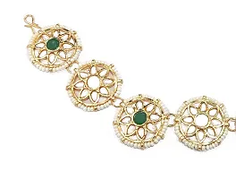 SAJH Gold Plated White Green Coloured Kundan Floral MathaPatti For Women-thumb1