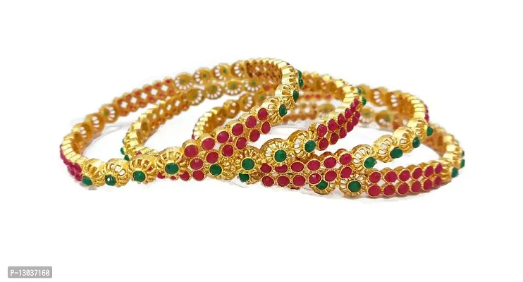 SAJH RED GREEN COLOURED GOLD PLATED BANGLES-thumb0