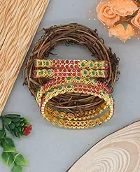 SAJH RED GREEN COLOURED GOLD PLATED BANGLES-thumb3