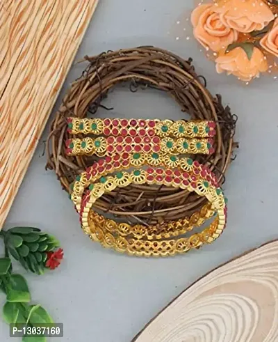 SAJH RED GREEN COLOURED GOLD PLATED BANGLES-thumb4