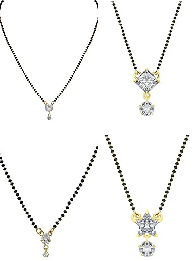 SAJH Five Zircon Short Mangalsutras Tanmaniya Necklace Pendant Chain Short For women and girl