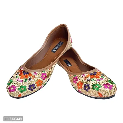 Punjabi Jutti for Women's & Girls | Traditional Ethnic Footwear | Mojri for Women's (Multicolor, Numeric_3)