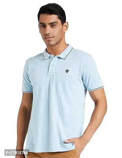 Elite Blue Cotton Blend Tees For Men