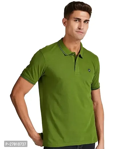 Elite Green Cotton Blend Tees For Men-thumb0