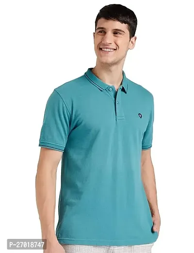 Elite Blue Cotton Blend Tees For Men