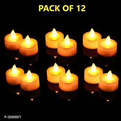 Oilfree Smokeless  Battery Operated Tea Light Candles for Home Pack of 12