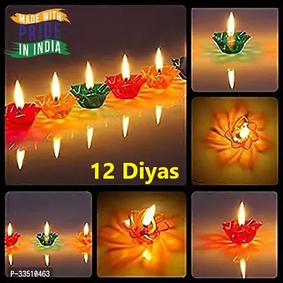 3D Reflection Multicolor Reusable Panti Plastic (Pack of 12) Table Diya Set  (Height: 1.5 inch)