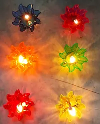 3D Reflection Multicolor Reusable Panti Plastic (Pack of 12) Table Diya Set  (Height: 1.5 inch)-thumb1