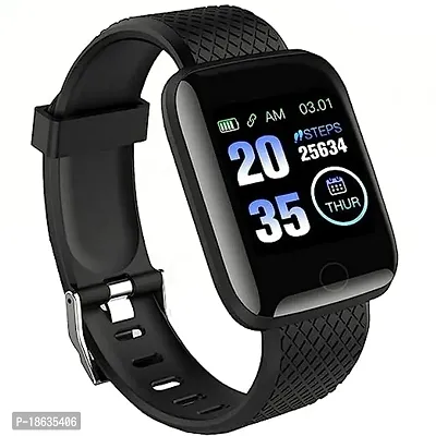 Id116 Plus Bluetooth Fitness Smart Watch For Men Women And Kids Activity Tracker Black
